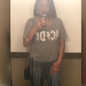 Gray ACDC Fringe Shirt Size M